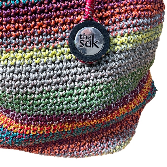 THE SAK Cambria Crochet Colourful Stripe Tote Shoulder Bag 10” Strap Drop - Picture 5 of 12